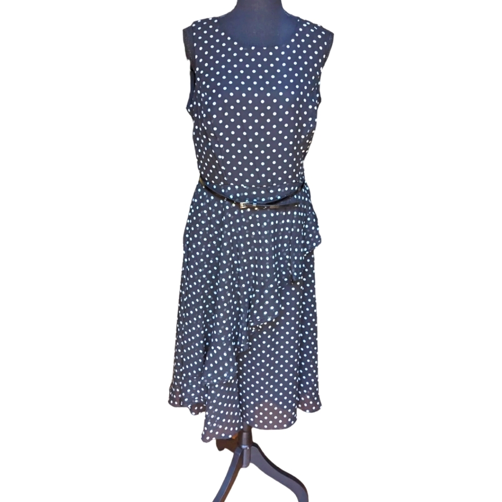 Jessica Howard sheere blue polka‎ dot dress 8